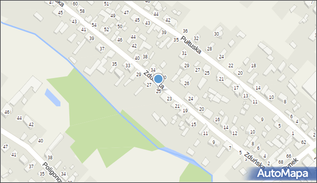 Okuniew, Zduńska, 25, mapa Okuniew