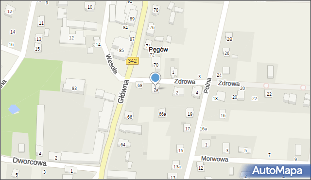 Pęgów, Zdrowa, 2a, mapa Pęgów