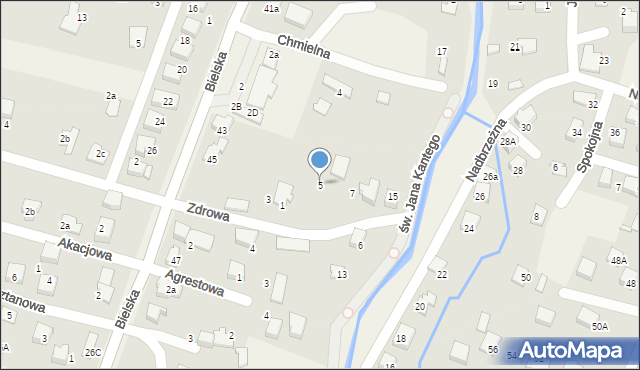 Pisarzowice, Zdrowa, 5, mapa Pisarzowice