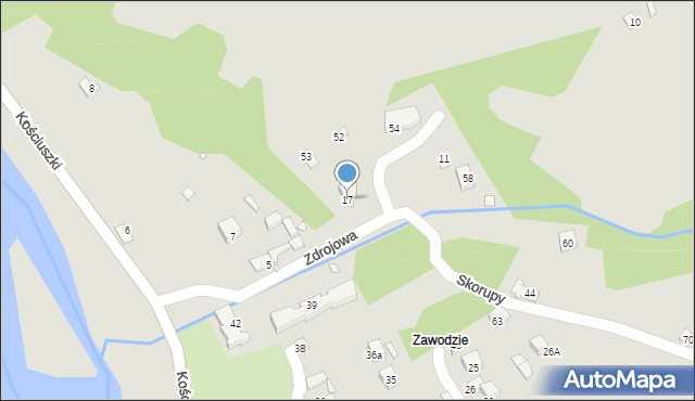 Piwniczna-Zdrój, Zdrojowa, 17, mapa Piwniczna-Zdrój