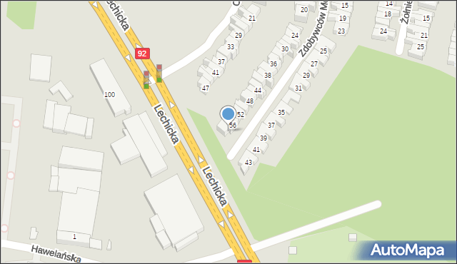 Poznań, Zdobywców Monte Cassino, 58, mapa Poznania