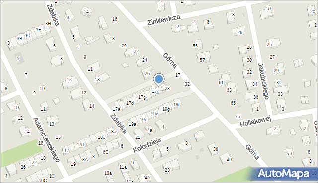 Puławy, Zdebika Jana, 17k, mapa Puław