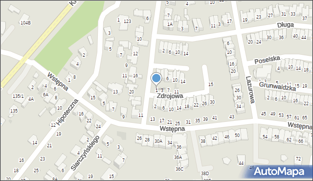 Radom, Zdrojowa, 1, mapa Radomia