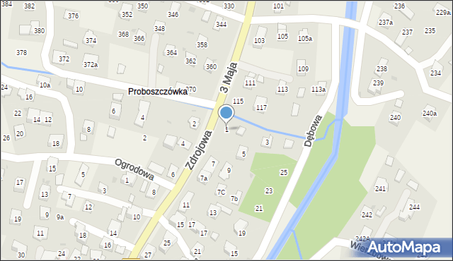 Rymanów-Zdrój, Zdrojowa, 1, mapa Rymanów-Zdrój