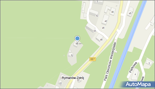 Rymanów-Zdrój, Zdrojowa, 50, mapa Rymanów-Zdrój