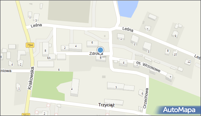 Trzyciąż, Zdrowa, 6, mapa Trzyciąż