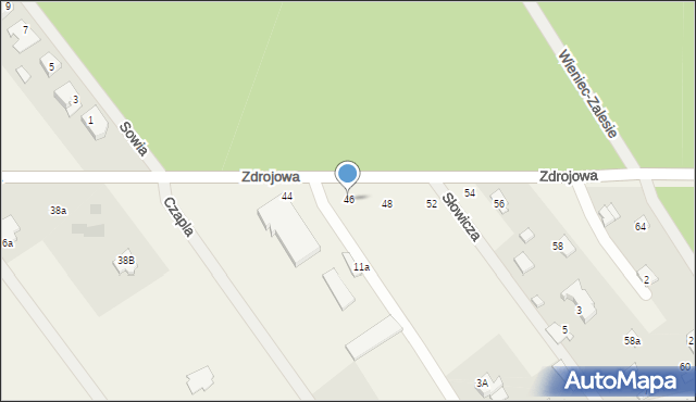 Wieniec-Zalesie, Zdrojowa, 46, mapa Wieniec-Zalesie