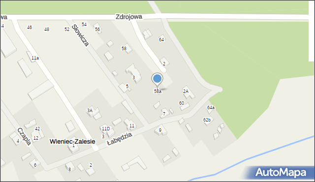 Wieniec-Zalesie, Zdrojowa, 58a, mapa Wieniec-Zalesie