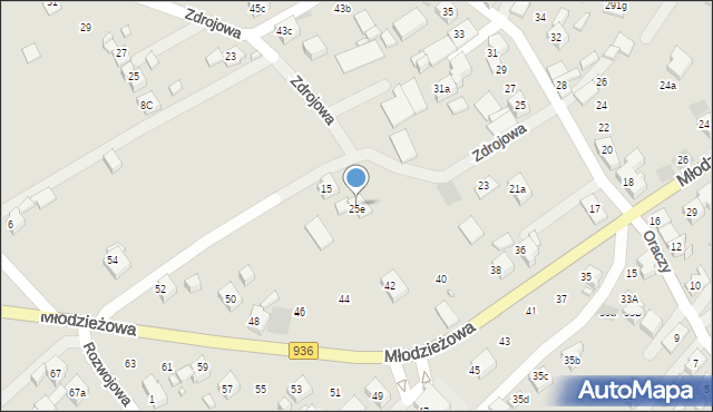 Wodzisław Śląski, Zdrojowa, 25e, mapa Wodzisławia Śląskiego