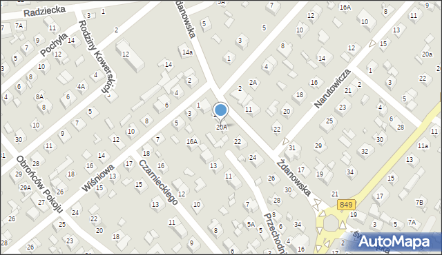 Zamość, Żdanowska, 20A, mapa Zamościa