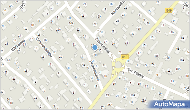 Zamość, Żdanowska, 28, mapa Zamościa