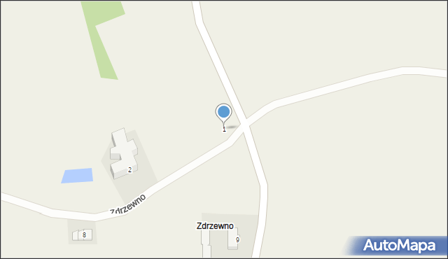 Zdrzewno, Zdrzewno, 1, mapa Zdrzewno