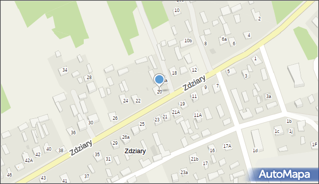 Zdziary, Zdziary, 20, mapa Zdziary