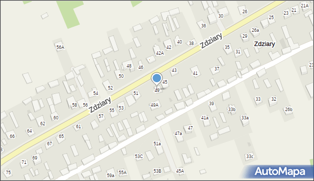 Zdziary, Zdziary, 49, mapa Zdziary