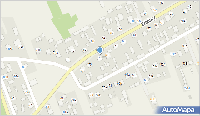 Zdziary, Zdziary, 71, mapa Zdziary