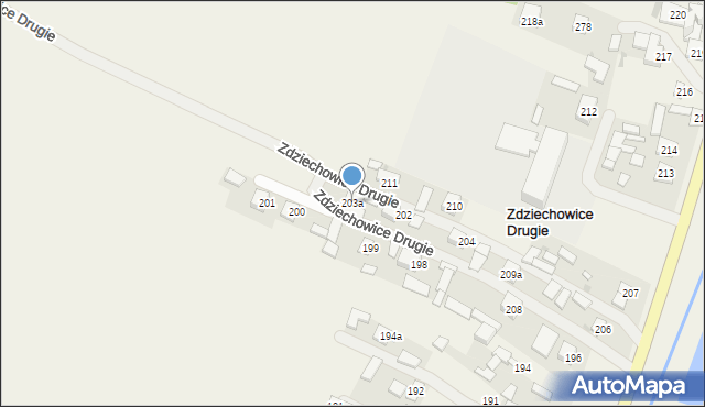 Zdziechowice Drugie, Zdziechowice Drugie, 203a, mapa Zdziechowice Drugie