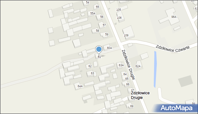 Zdziłowice Drugie, Zdziłowice Drugie, 61A, mapa Zdziłowice Drugie