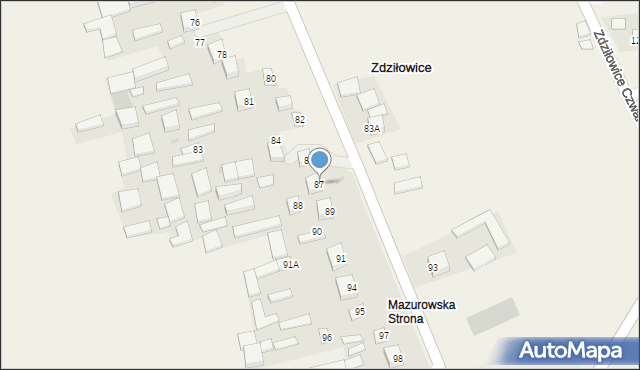 Zdziłowice Drugie, Zdziłowice Drugie, 87, mapa Zdziłowice Drugie