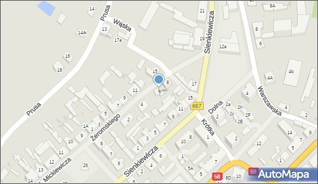 Biała Piska, Żeromskiego Stefana, 6, mapa Biała Piska
