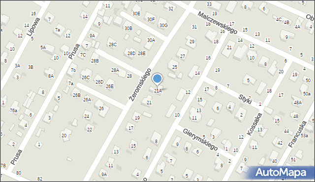 Biała Podlaska, Żeromskiego Stefana, 21A, mapa Białej Podlaskiej