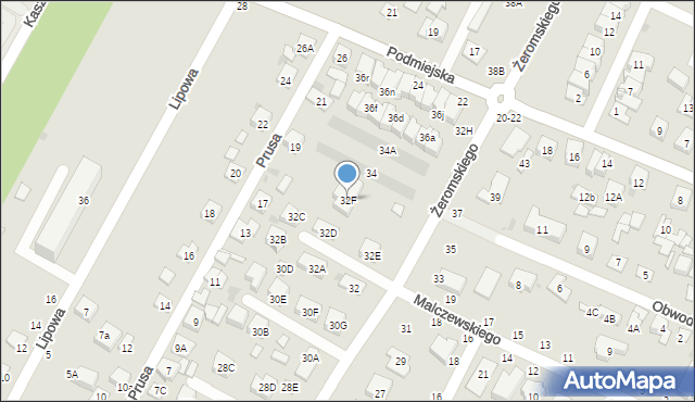 Biała Podlaska, Żeromskiego Stefana, 32F, mapa Białej Podlaskiej