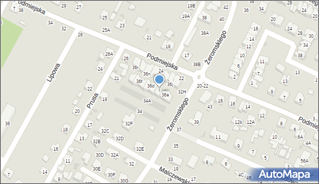 Biała Podlaska, Żeromskiego Stefana, 36b, mapa Białej Podlaskiej