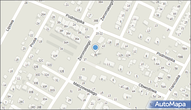 Biała Podlaska, Żeromskiego Stefana, 39, mapa Białej Podlaskiej