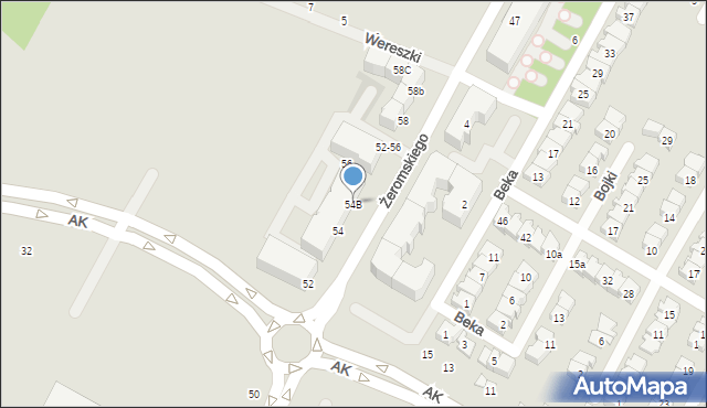 Biała Podlaska, Żeromskiego Stefana, 54B, mapa Białej Podlaskiej