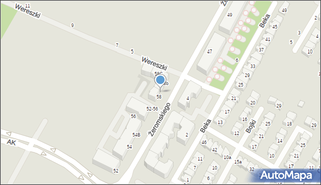 Biała Podlaska, Żeromskiego Stefana, 58a, mapa Białej Podlaskiej