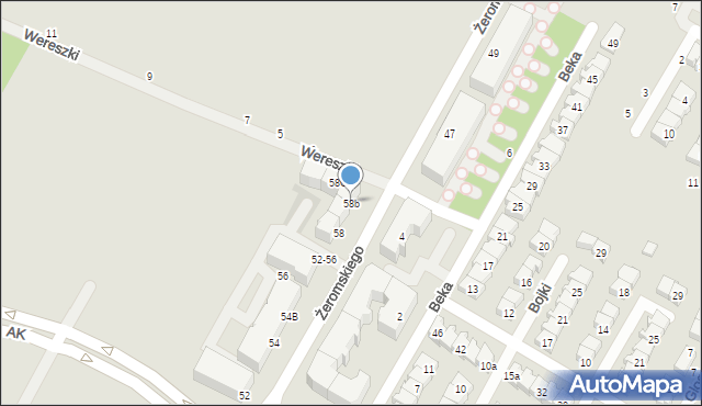 Biała Podlaska, Żeromskiego Stefana, 58b, mapa Białej Podlaskiej