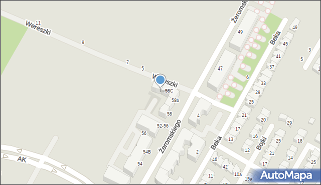 Biała Podlaska, Żeromskiego Stefana, 58d, mapa Białej Podlaskiej