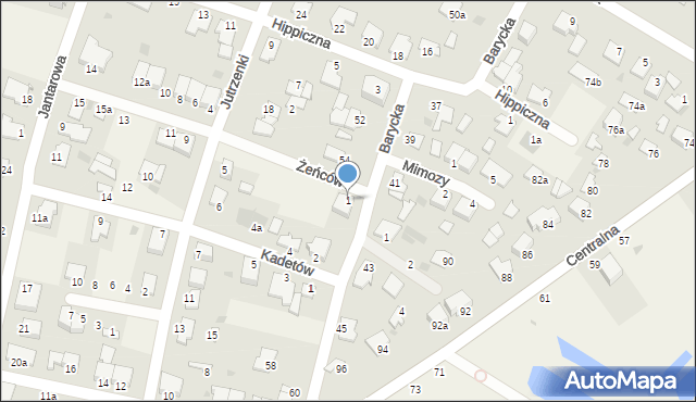 Białe Błota, Żeńców, 1, mapa Białe Błota