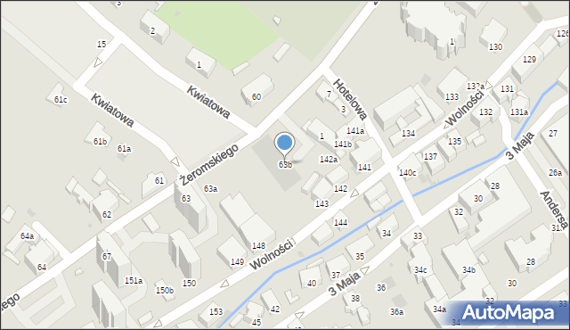 Bielawa, Żeromskiego Stefana, 63b, mapa Bielawa