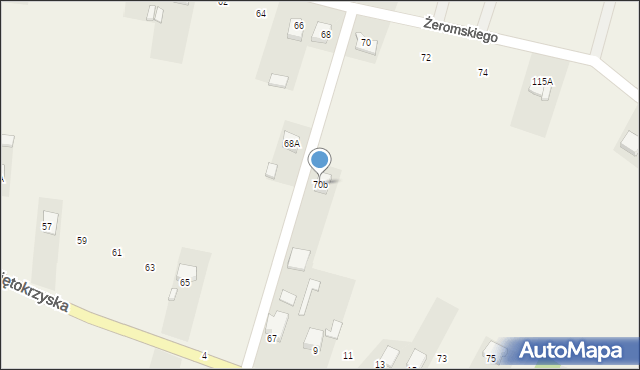 Bieliny, Żeromskiego Stefana, 70b, mapa Bieliny