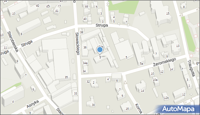 Bielsko-Biała, Żeromskiego Stefana, 3, mapa Bielsko-Białej