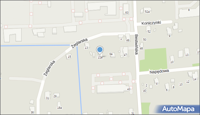 Bielsko-Biała, Żeglarska, 11a, mapa Bielsko-Białej
