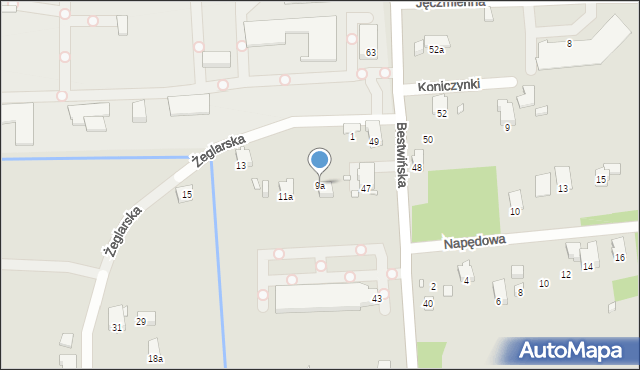 Bielsko-Biała, Żeglarska, 9a, mapa Bielsko-Białej