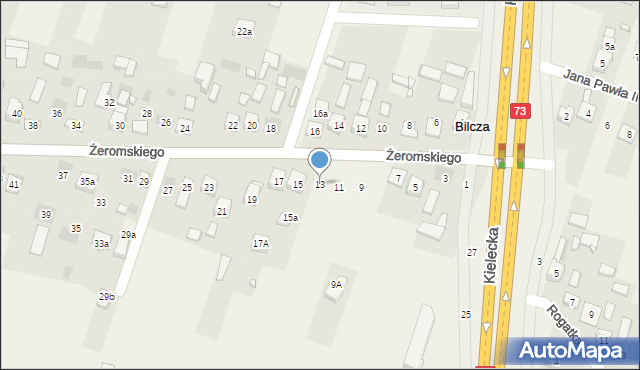 Bilcza, Żeromskiego Stefana, 13, mapa Bilcza