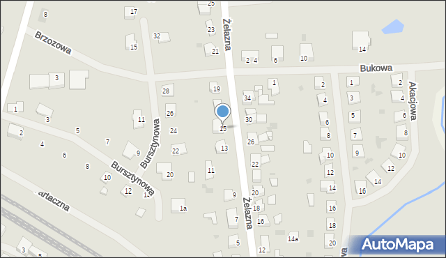 Biskupiec, Żelazna, 15, mapa Biskupiec