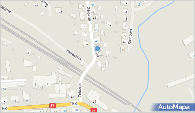 Biskupiec, Żelazna, 4, mapa Biskupiec