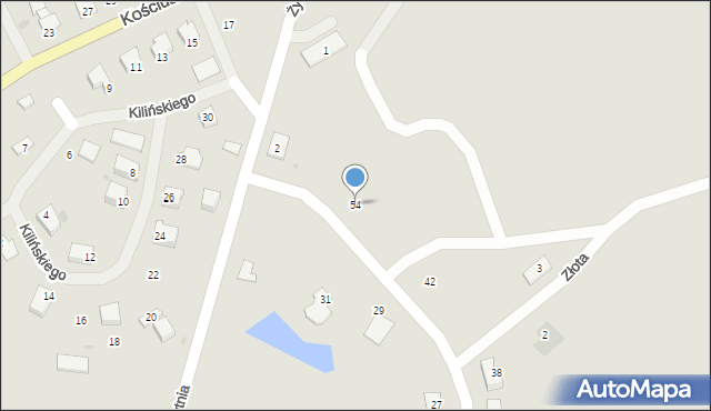 Biskupiec, Żelazna, 54, mapa Biskupiec
