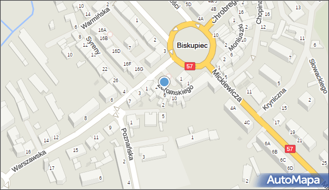 Biskupiec, Żeromskiego Stefana, 6, mapa Biskupiec