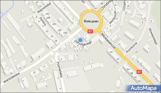 Biskupiec, Żeromskiego Stefana, 8, mapa Biskupiec