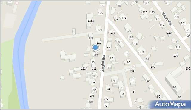 Bydgoszcz, Żeglarska, 115, mapa Bydgoszczy