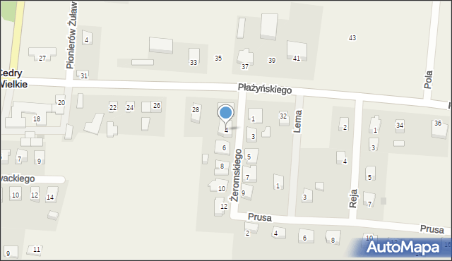 Cedry Wielkie, Żeromskiego Stefana, 4, mapa Cedry Wielkie