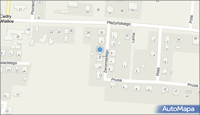Cedry Wielkie, Żeromskiego Stefana, 8, mapa Cedry Wielkie