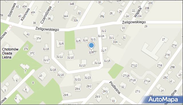 Chotomów, Żeligowskiego Lucjana, gen., 31/8, mapa Chotomów