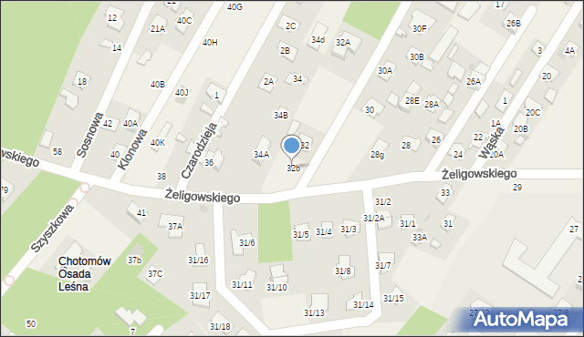 Chotomów, Żeligowskiego Lucjana, gen., 32b, mapa Chotomów