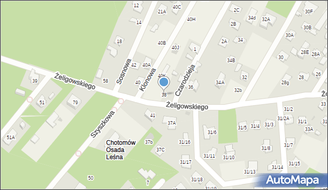 Chotomów, Żeligowskiego Lucjana, gen., 38, mapa Chotomów