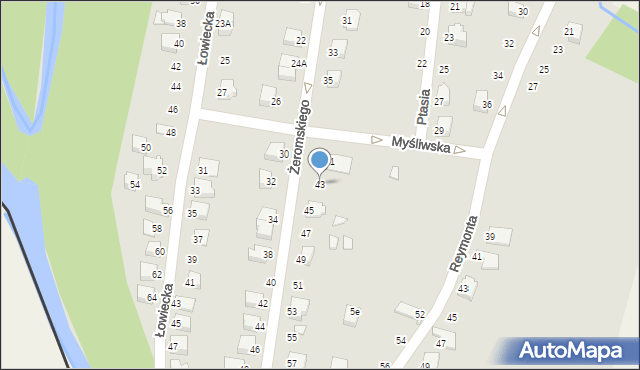Cieszyn, Żeromskiego Stefana, 43, mapa Cieszyna